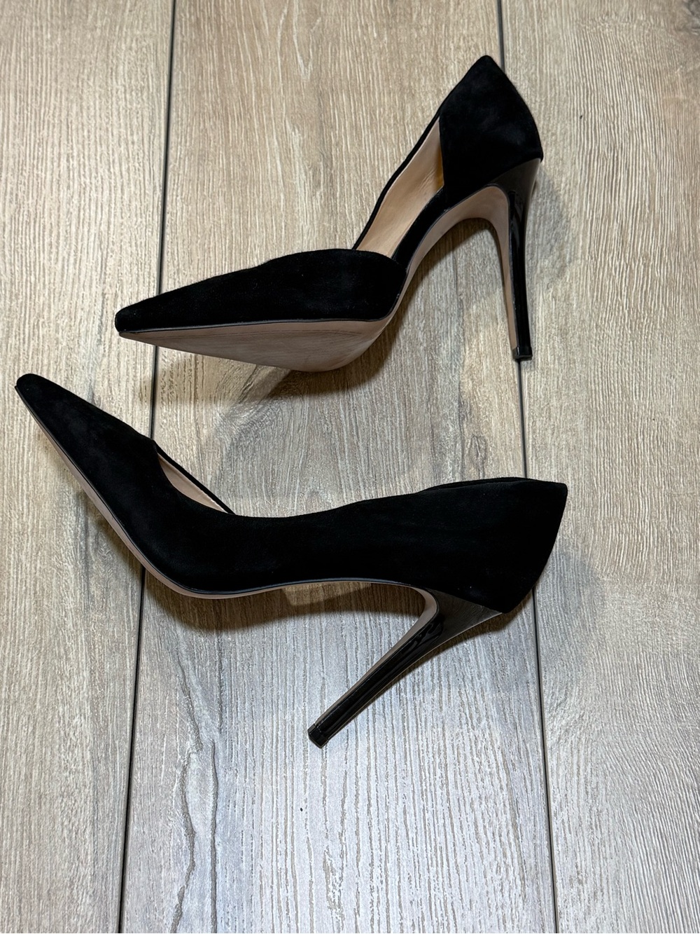 Jessica Simpson Black Suede Pointed Toe Pumps Stiletto Heels Claudette 8.5 - Picture 4 of 12